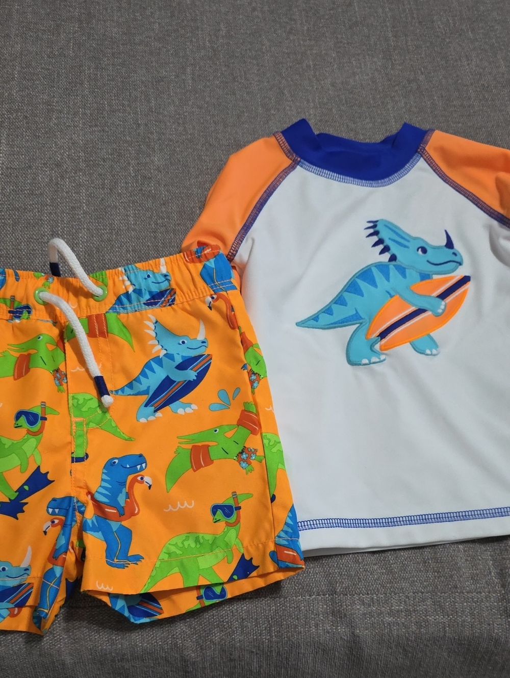 Gymboree Boy's Dinosaur Swim Trunks & Shirt 12-18 M NWOT